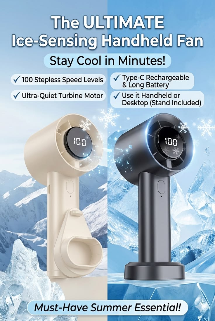 Rechargeable Portable Fan – 100-Speed Turbine